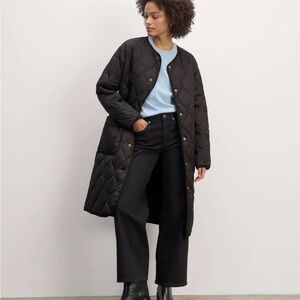 NWT Everlane Black Long Quilted Liner Jacket size Small